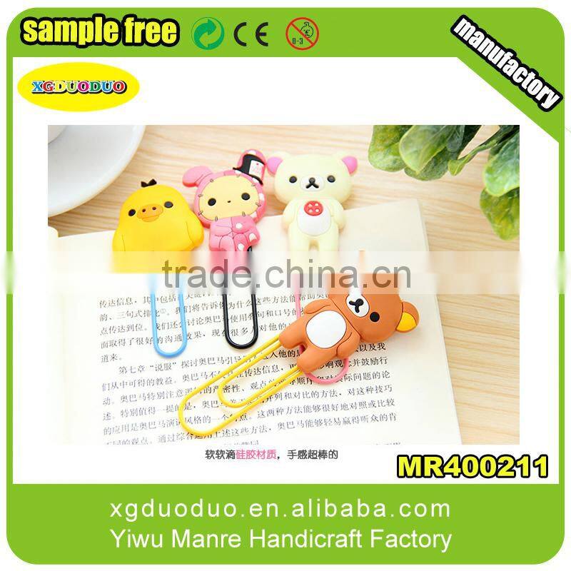 custom made rubber bookmark with metal paper clip