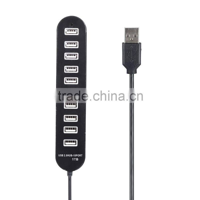 New High- performance Portable 480MBPS usb 2.0 10 port hub with one switch