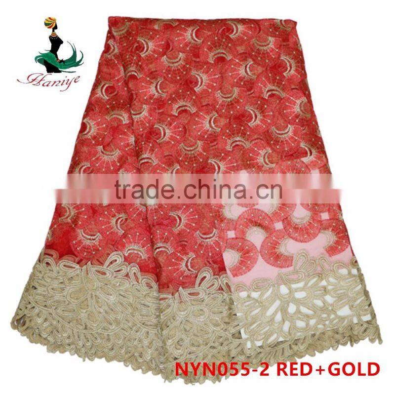 Haniye 2016 wholesale african tulle lace fabrics/net lace fabrics for party/NYN55