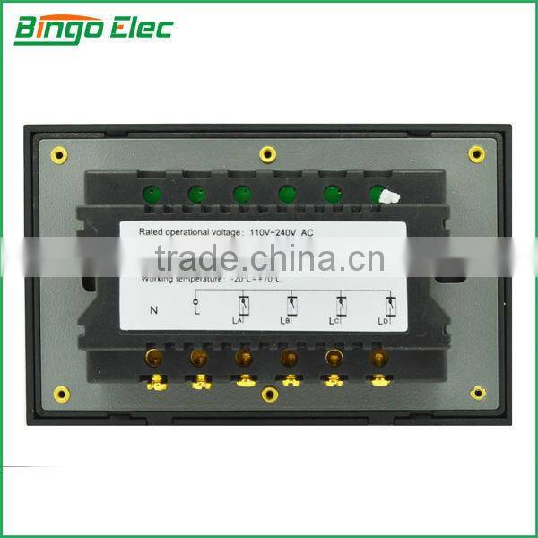 2 gang white color toughened glass panel null and live wires touch switch