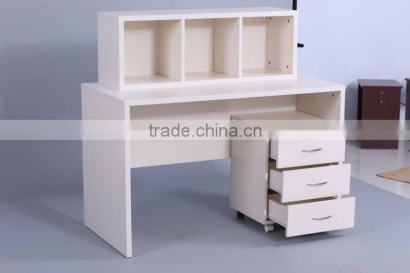 kid blue wooden classic study table storage computer PC