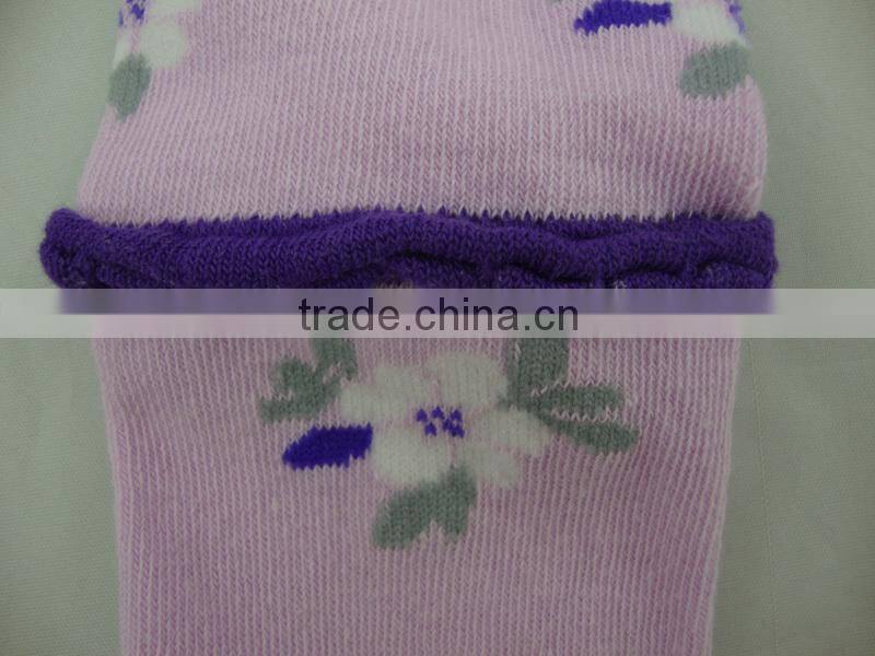 GST-02 Custom high quality jacquard 100% cotton children girl tights socks