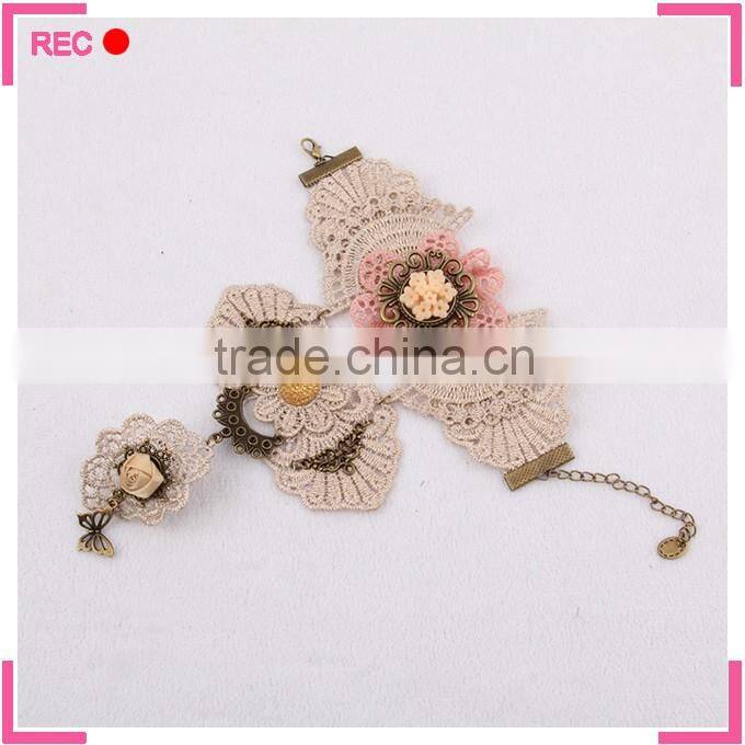 Girls fancy bracelets with flower decoration, for party teen girl bracelets
