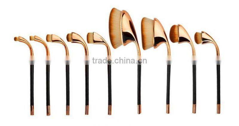 2016 Hot Selling Wholesale Golf Shape 9pcs Oval Brush Makeup