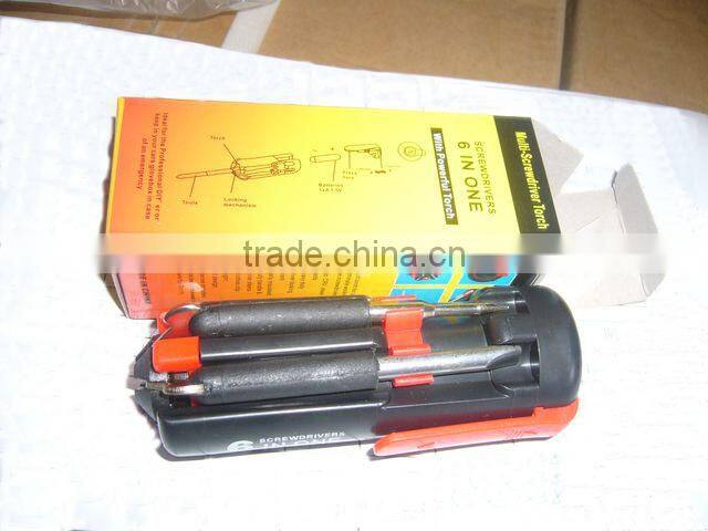 cheap 4 LED light 6 in 1 multi-screwdriver torch with powerful flashlight