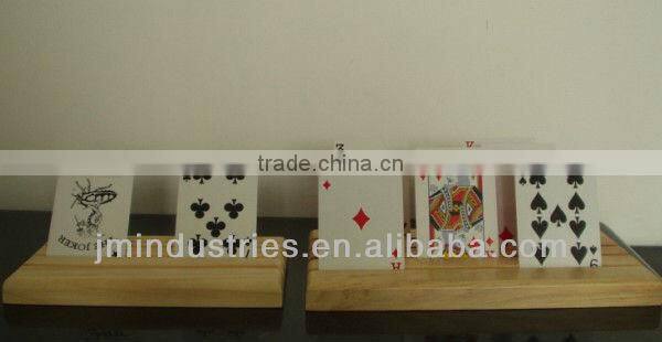 Natural Finish Wooden Three -slotted Card Standing Holder
