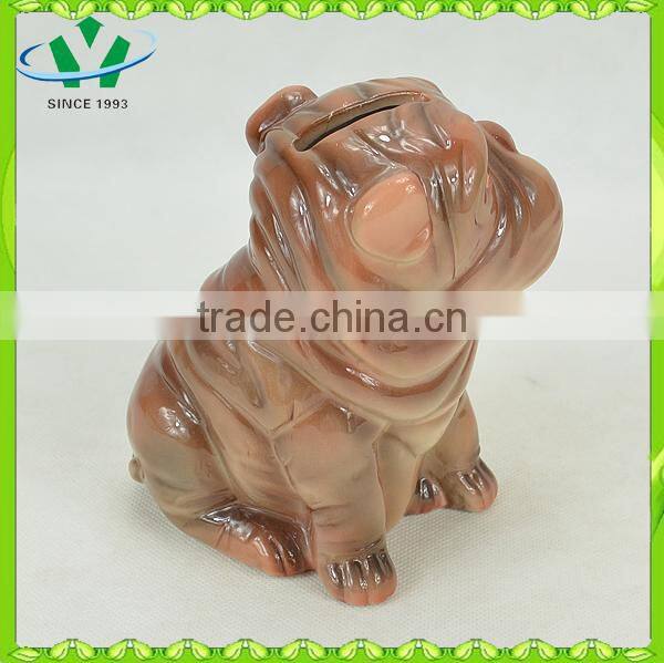 Hot sale ceramic shar pei dog saving bank