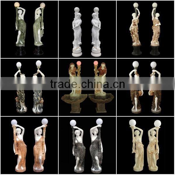 Antique White Marble Angel Statue Design Garden Lamps