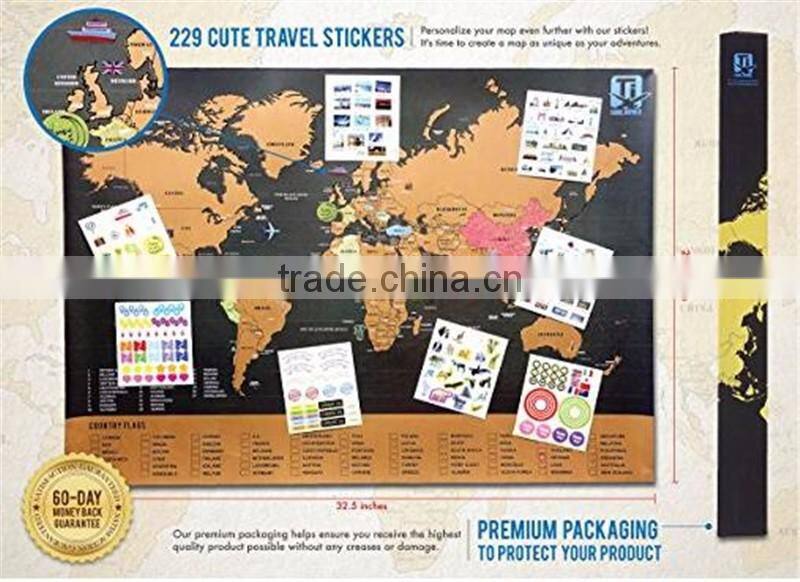 Travel Inspired Scratch Wanderlust Poster Map with 229 Travel Stickers AMA-10