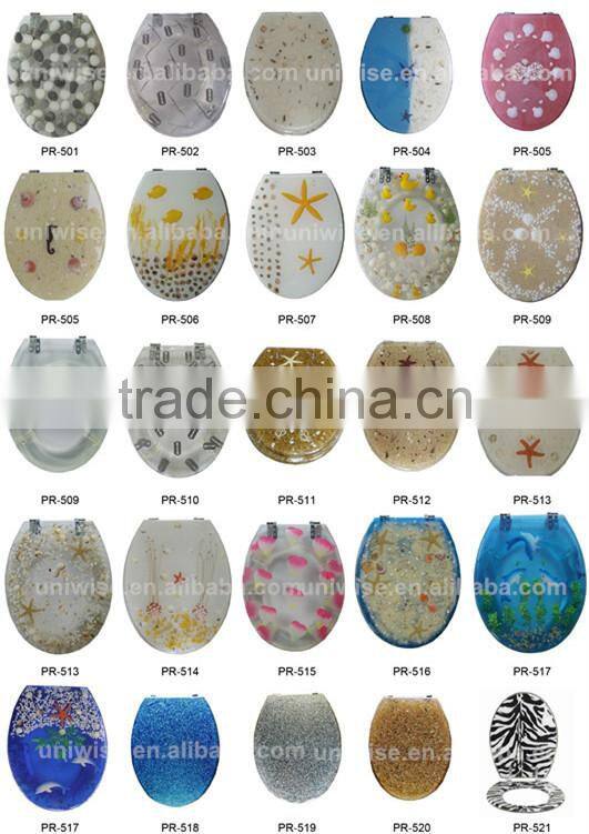 Beach/Sand/Shell polyresin toilet seat,Lucite toilet seat,Resin toilet seats, 18" Size