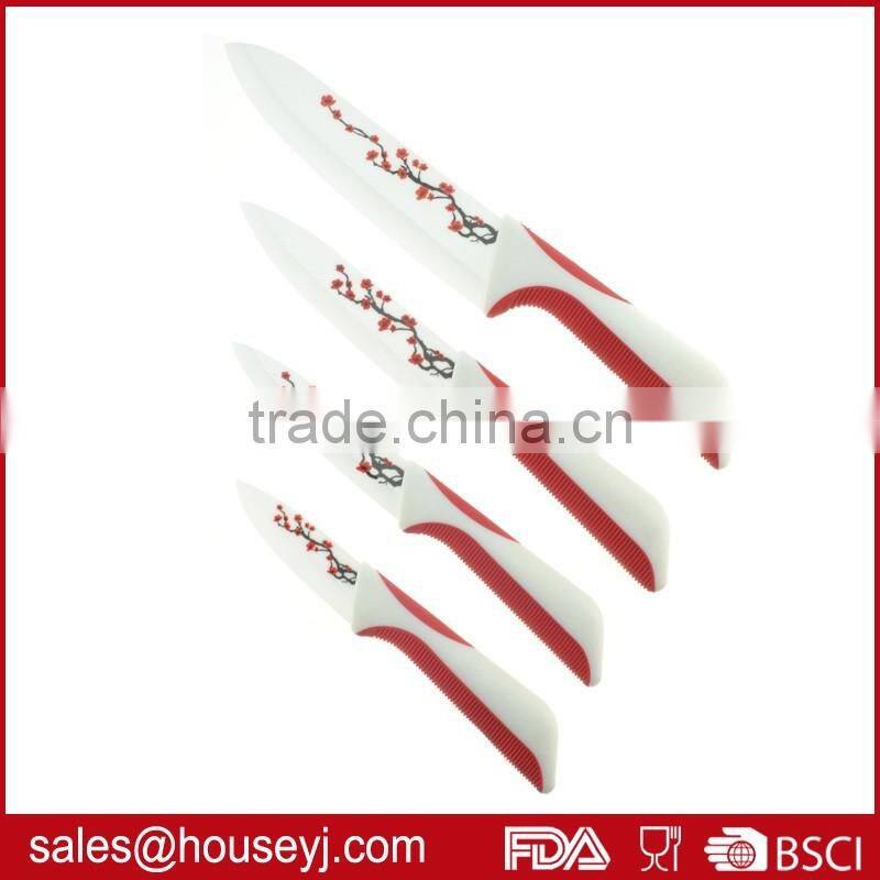 4pcs ceramic knife EVA box packing kitchen knife set printing knife