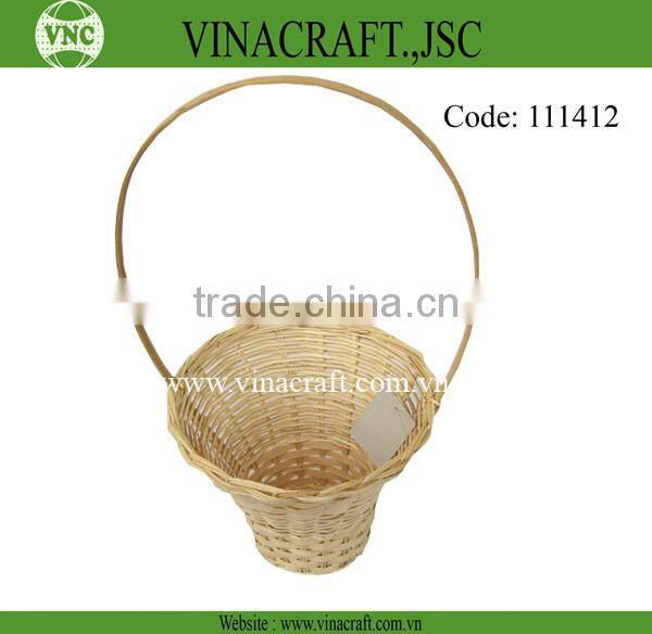 Black bamboo flower basket with handle