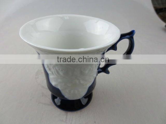 ceramic tea cup with embossed flower design