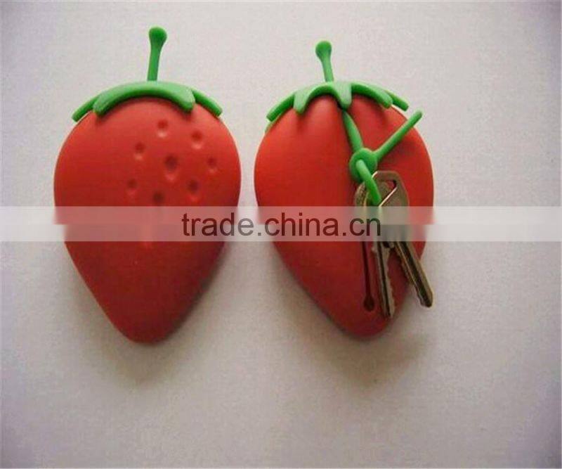 New Design Strawberry Silicone Key and Coin Bag Key Holder promotion gift