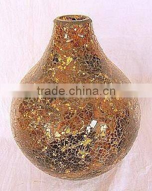 Golden Amber Art Crackle Glass Antique Chinese Teal Mosaic Mercury Glass Vases Wholesale