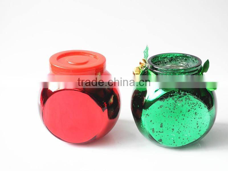 Globe Acid Etch Colored Apple Juice Jar for Decoration