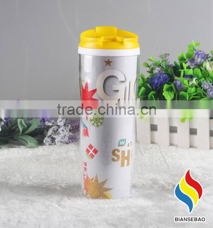 16oz PP plastic inner and PS outside insulated coffee travel mug