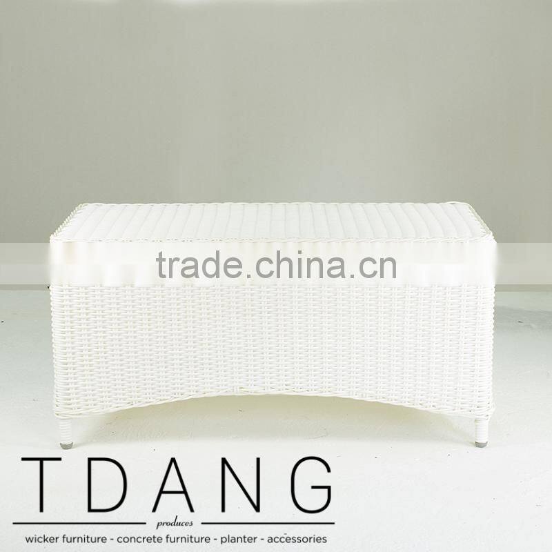 Valencia White Wicker Table - Outdoor Rattan Coffee Table