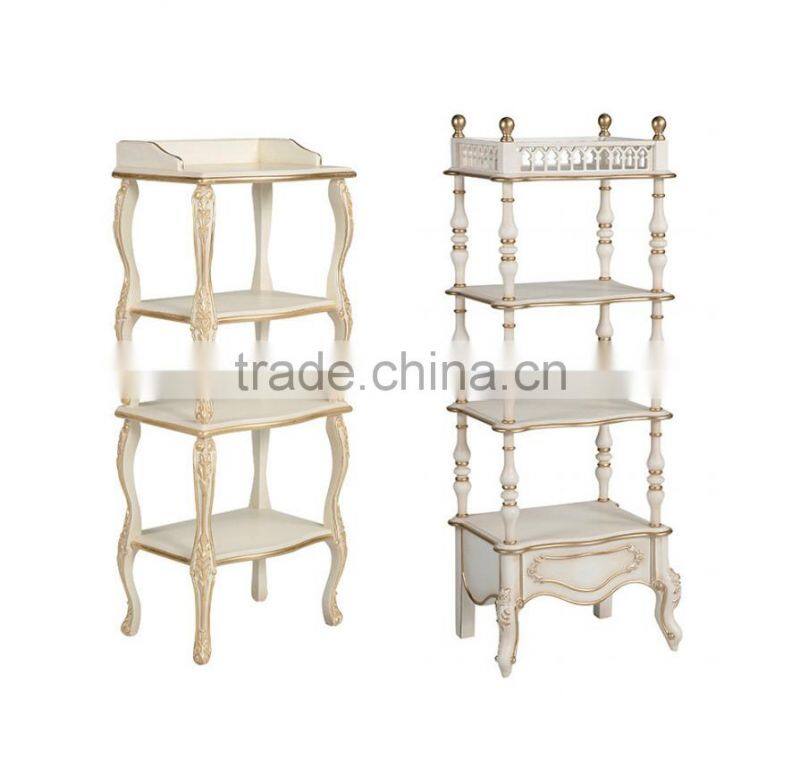 BISINI new arrival kids wooden toy storage shelf, Ivory and gold luxury children decorative wooden display shelf - BF07-70343