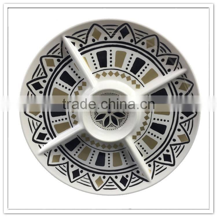 Condiment 5 compartment dipping trays, bowl chip and dip