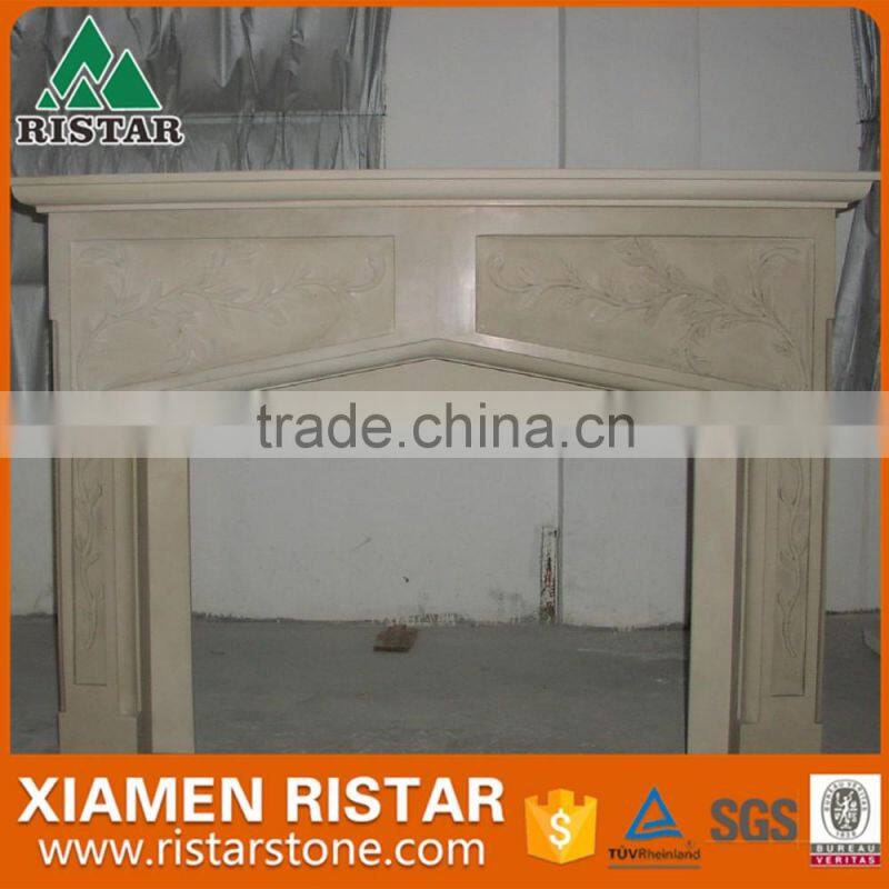 For sale natural yellow marble fireplace surround mantel RST-FP-K015
