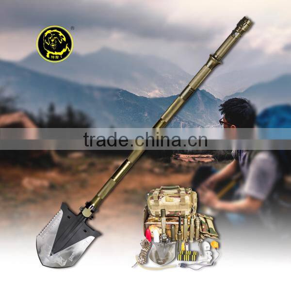 New Idea Outdoor Jeep Tools Shovel with Tactical Led Flashlight Knife Axe and Hoe Functions