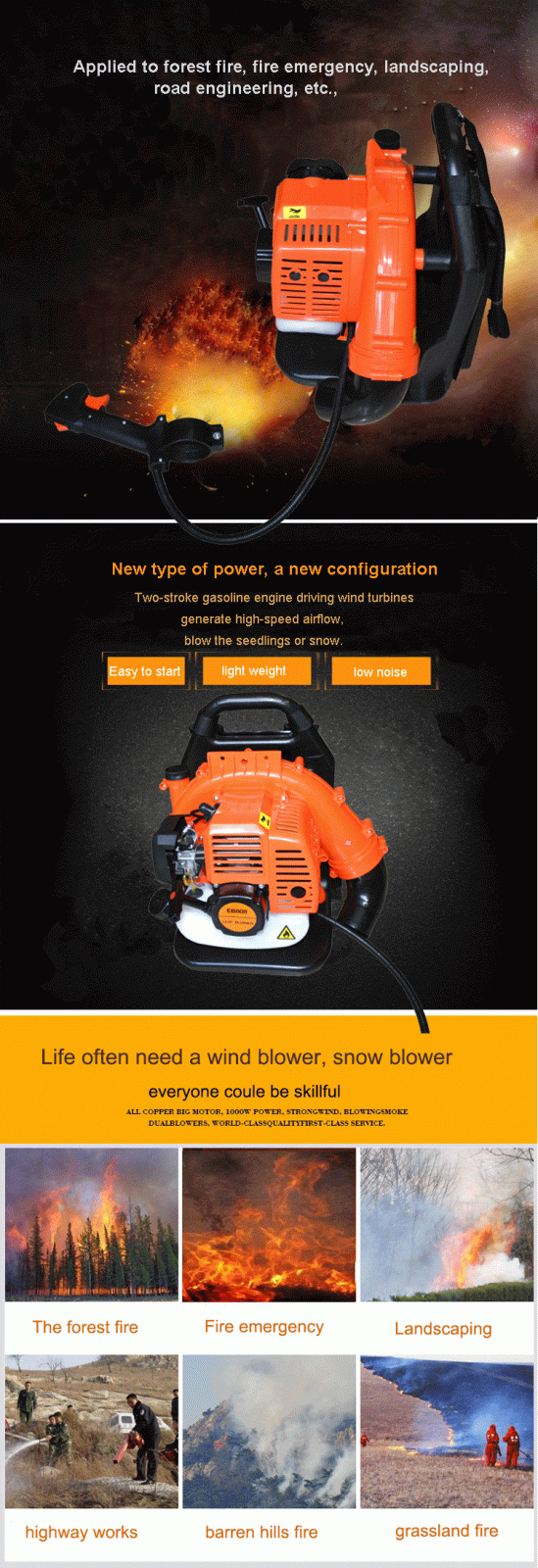 Gas back pack vacuum cleaner