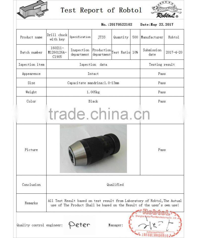 1.0-13mm JT33 Spanner drill chuck clamp Mini electric keyless keytype keyed self tighten light heavy duty