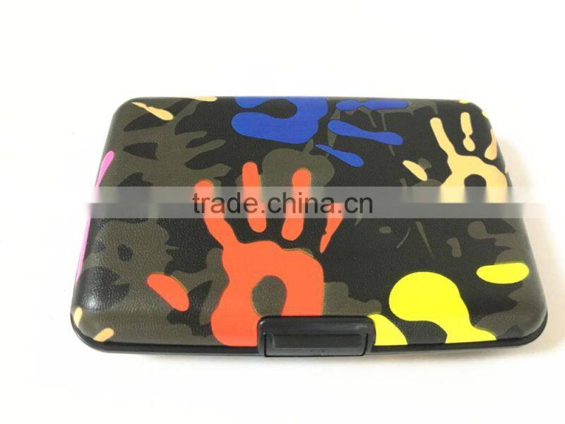 PU Leather Aluminum Wallet Business Card Holder, Credit Card Holder RFID Blocking