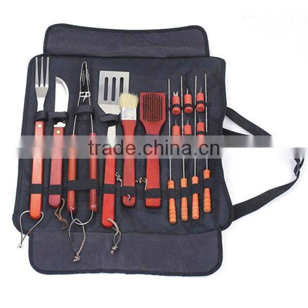 BQ-0038 / rose wood handle bbq fork tong spatula