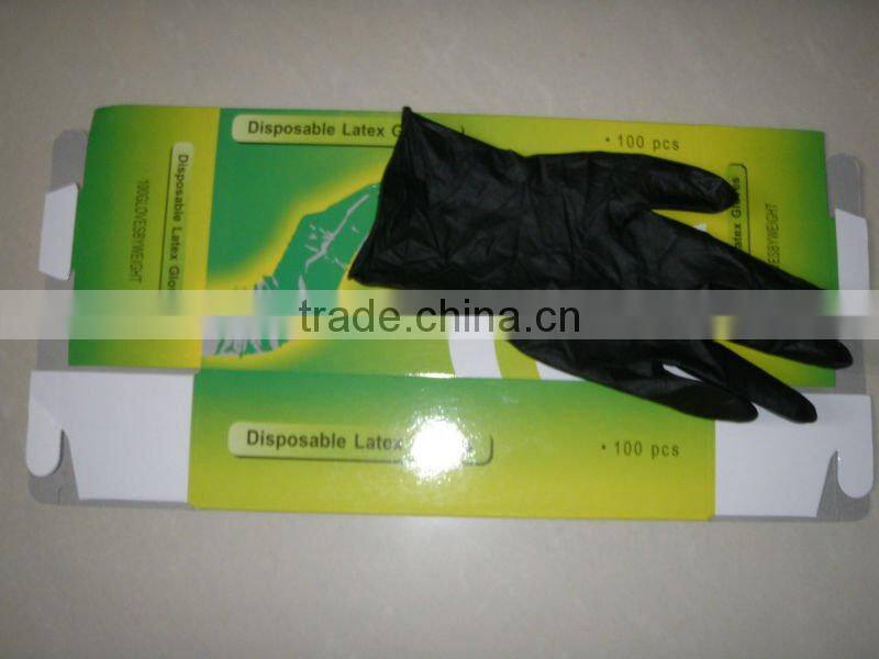 Tattoo Gloves--Powder Free/Black/Natural Latex/100pcs per box
