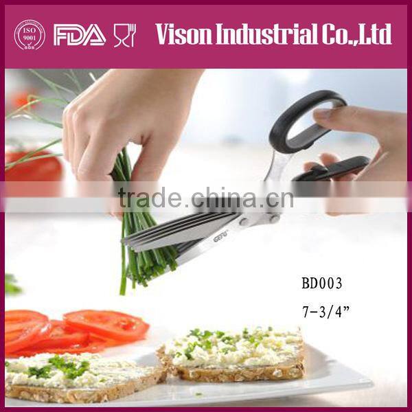 New Stainless Steel 5 Blade Cut Shredding Scissors Sharp Herb Kitchen Tool (BD001))