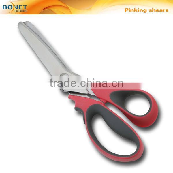 S21023 LFGB Certificated 9-1/4" cloth Pinking scissors with Red handle