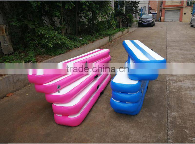 High Quality DWF Pink Or Blue Color Inflatable Air Mat / Inflatable Air Gymnastics Balance Beam For Sale