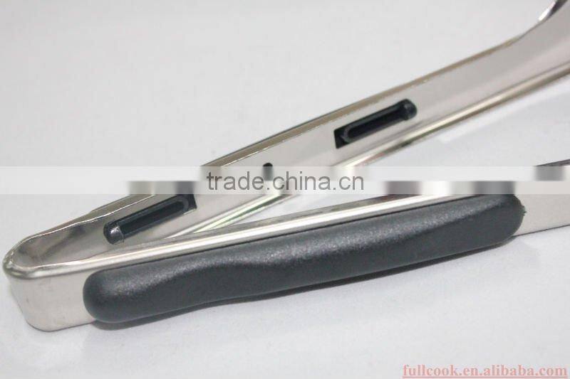 Stainless steel food tong w/skidproofed plastic handle