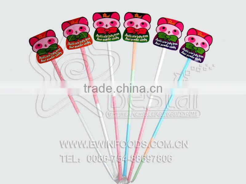 Double Color Fruity Straw Sour Powder Candy
