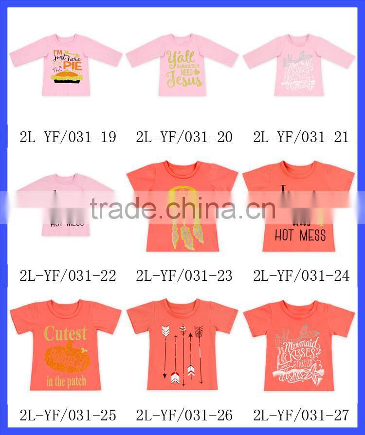 2016 Latest Fancy Tops Girls Plain Black Cotton Top With Feather 0-6 Years Old Girls Long Sleeve Tops