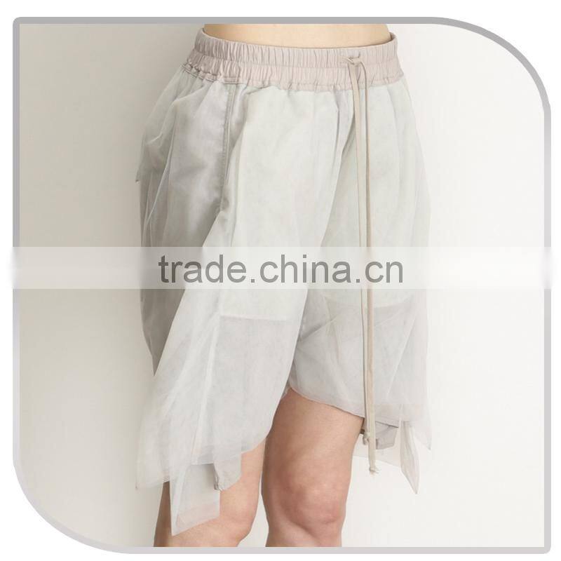 thin chiffon fabric special design UK high street ladies shorts