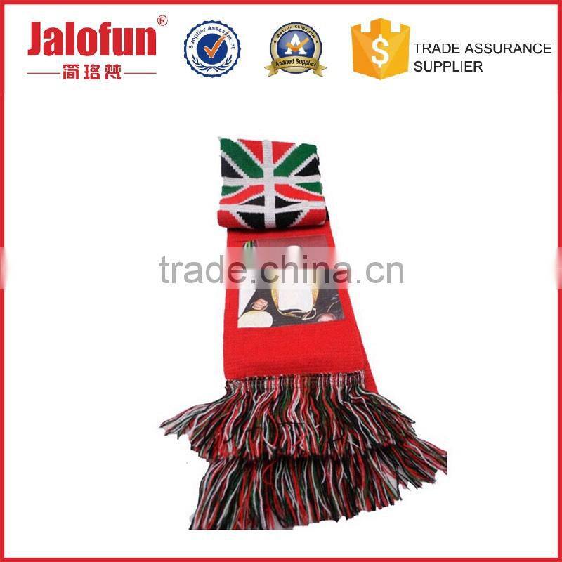 Cheap factory price acrylic scarf china scarf football fan scarf