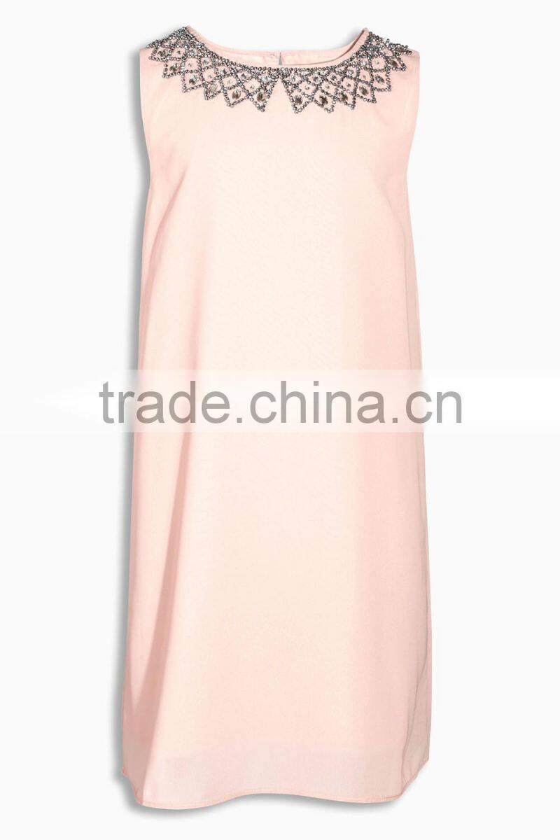 Pink Little Girls Beaded Pleated Back Party Dress HSD8134