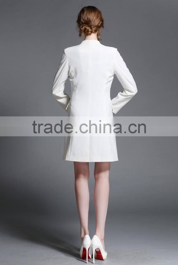 2016 Women Fashion Winter Wool Fabric Long Knee Length Coat for Girls