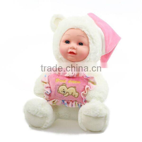 Best high quality plush pink and blue baby doll plush with pillows
