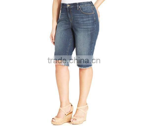 Plus Size Denim Bermuda Shorts