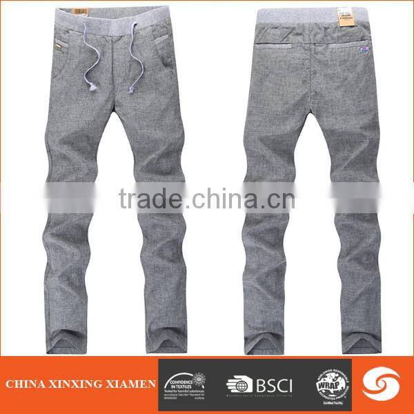 men elastic waistband light blue fashion OEM casual jeans