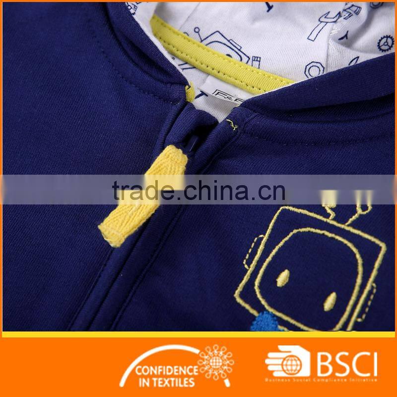 Navy Blue Boys Printed Baby Wear Jacket