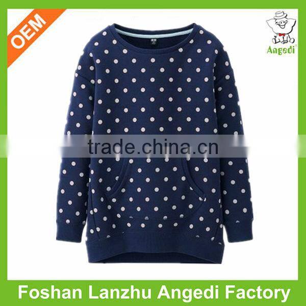European boutique clothing girls autumn pull over fleece sweatshirt with polka dot design