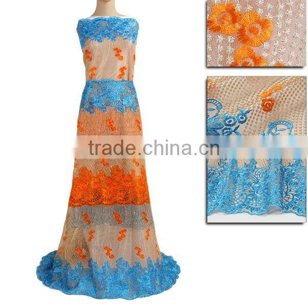 Fashionable muti-color french lace fabric french lace Wedding Dress for Ladies FL0246