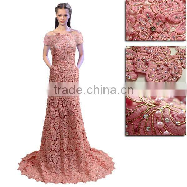 High quality lace fabric mesh embroidery guipure cord lace cupion CP0145 african cord lace for wedding dress