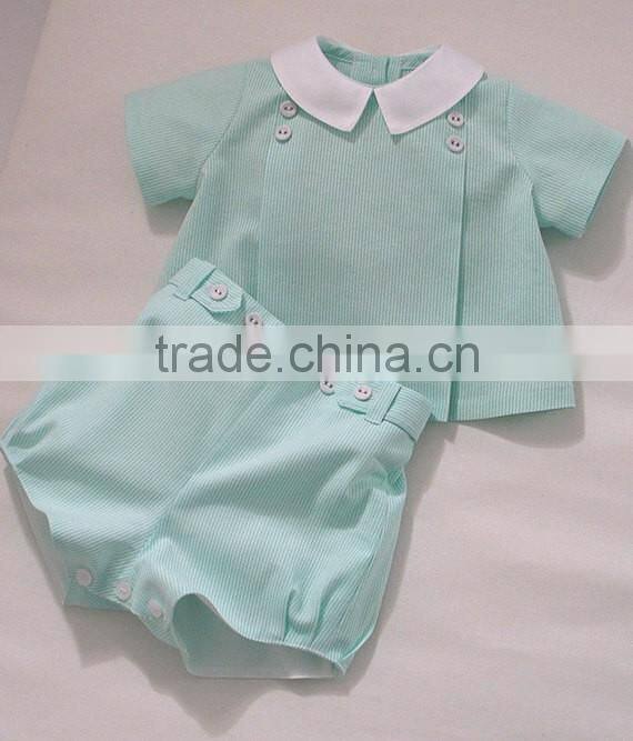 Wholesale Kids Short Sleeve Oxford Stripes Spanish Baby Clothes Sets