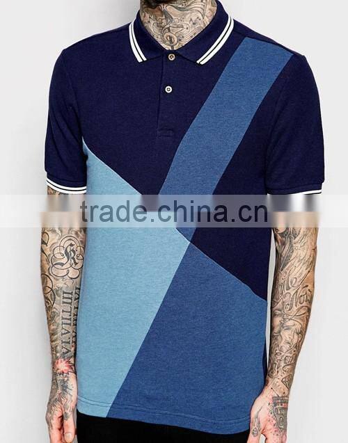 Custom men breathable colour block panel slim fit sports polo shirt,China manufacturer polo t-shirt